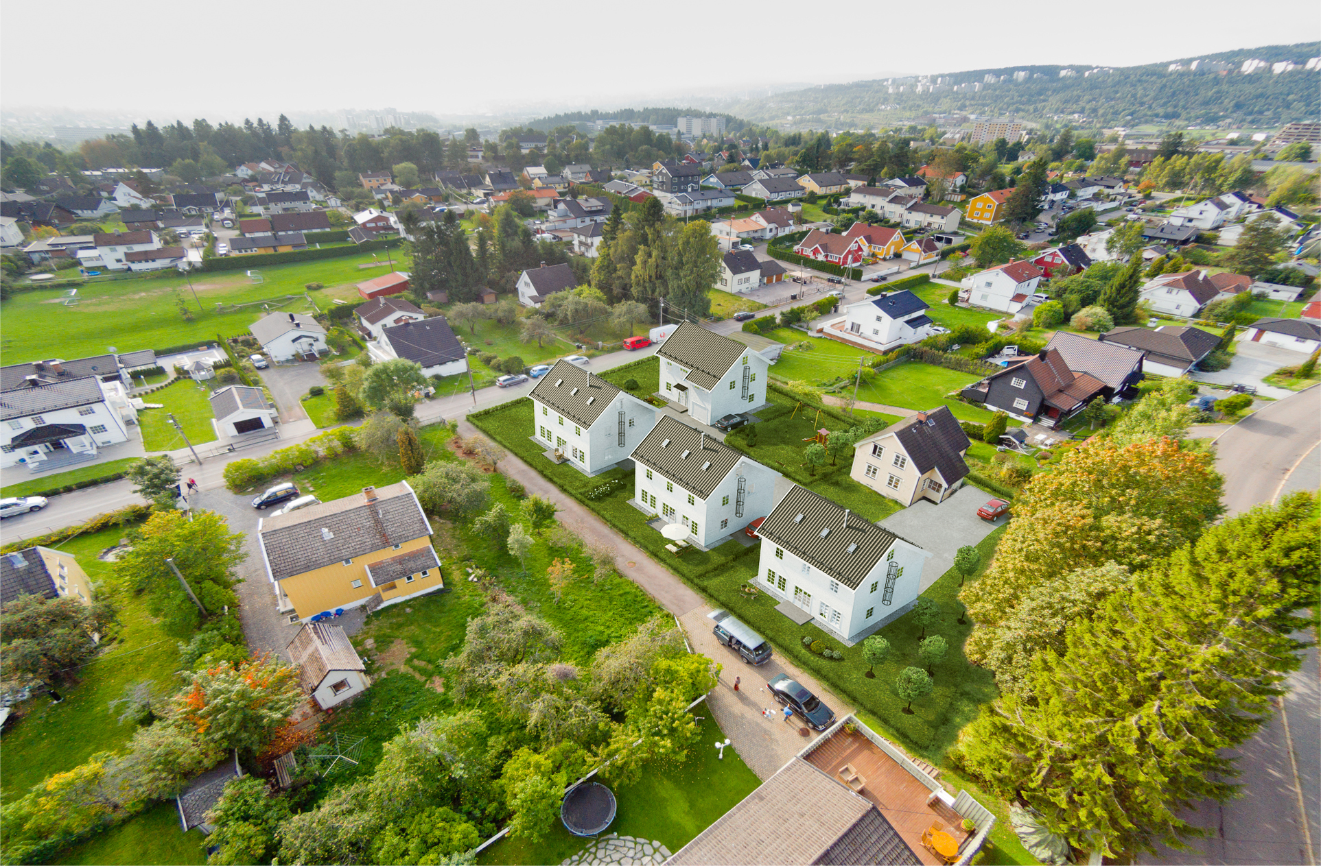 et luftfoto av et boligområde.
