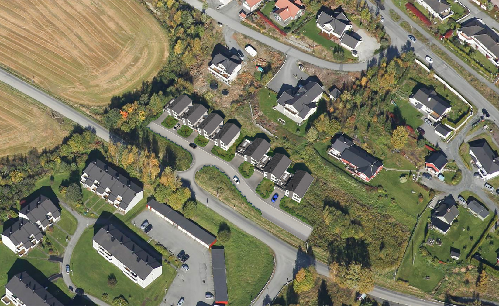et luftfoto av et boligområde.