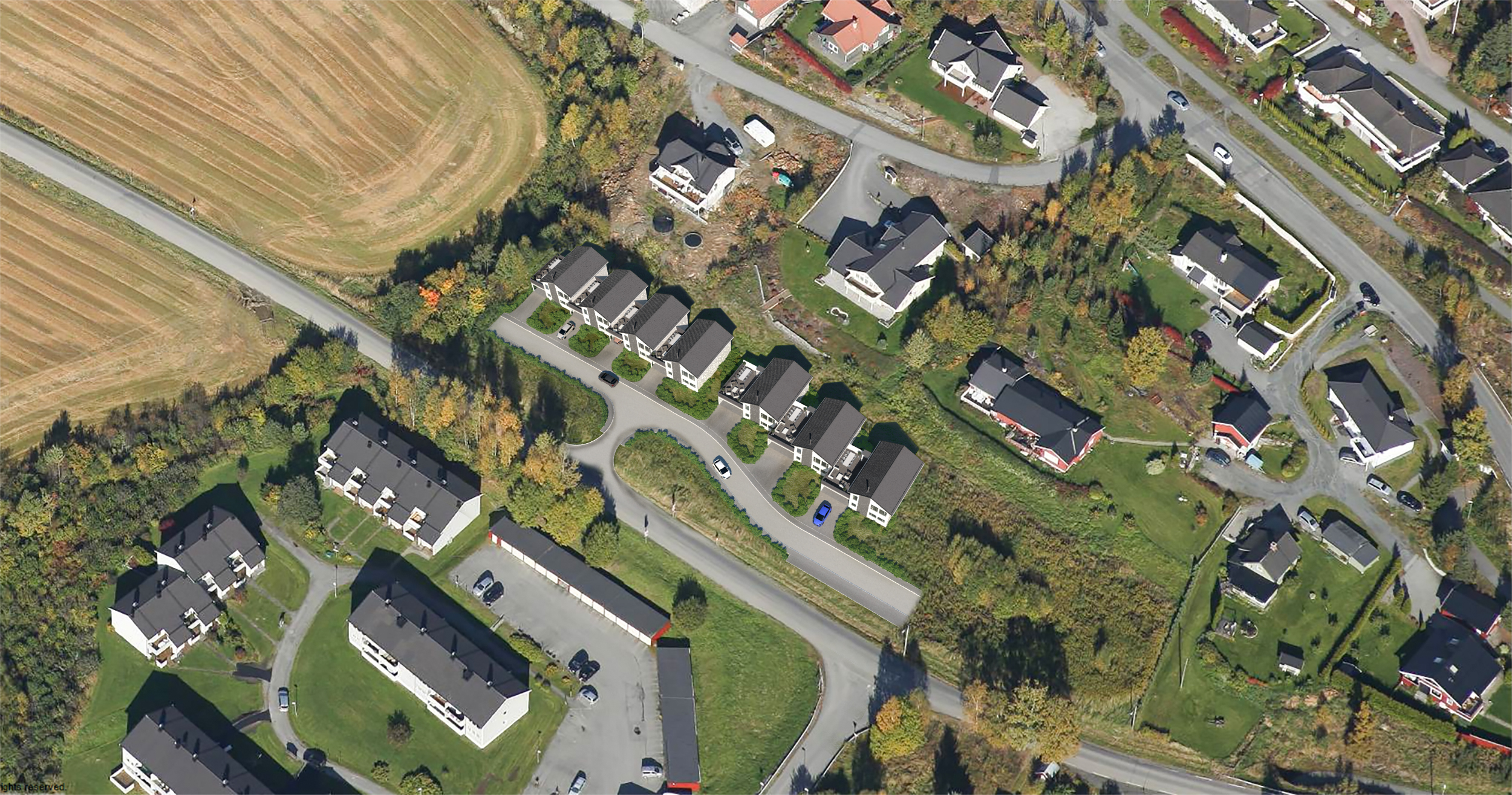 et luftfoto av et boligområde.