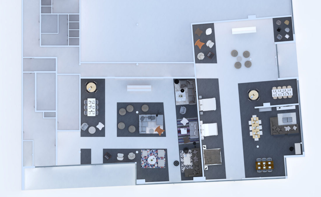 en 3d-modell av en planløsning for en leilighet.