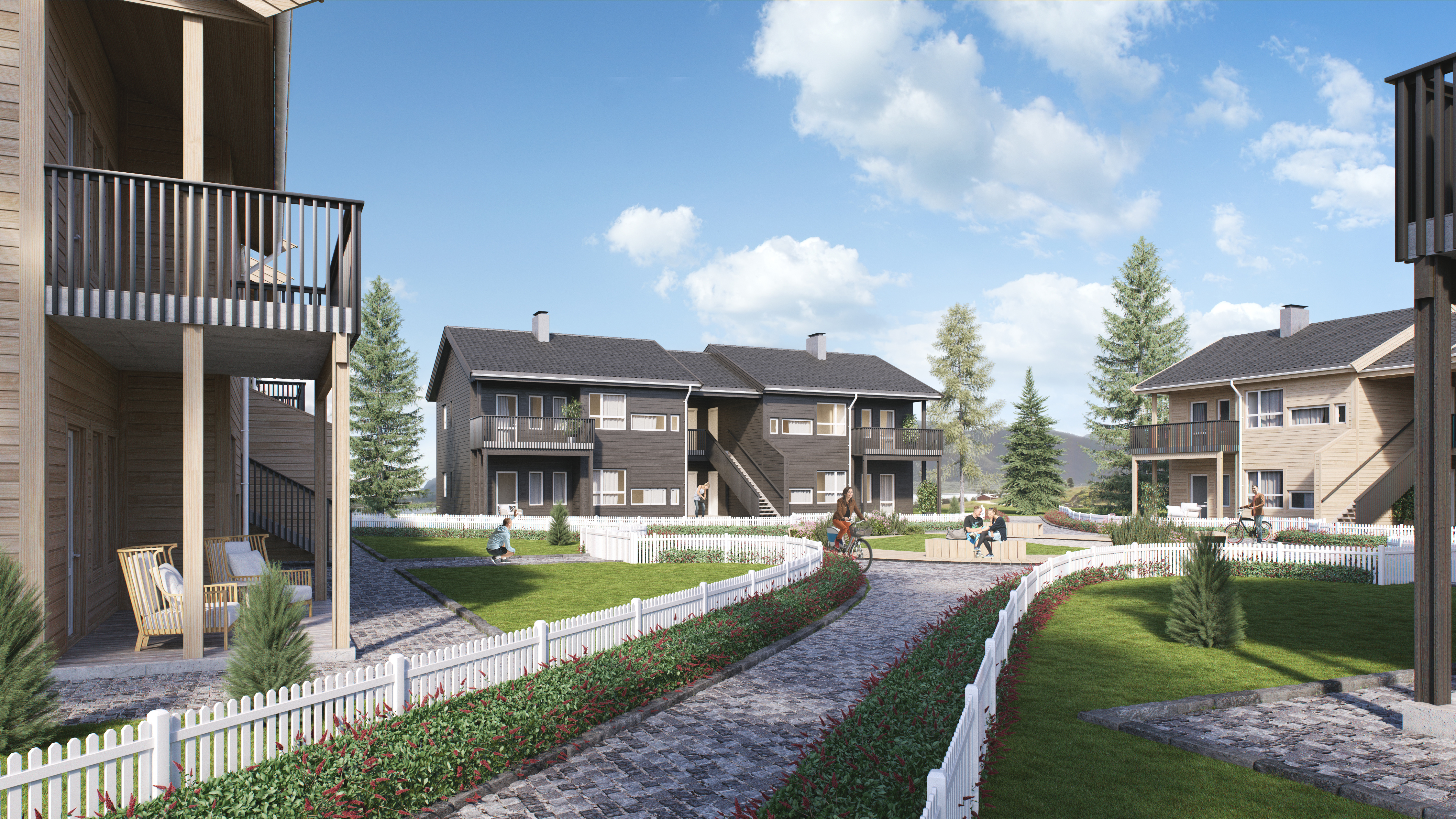 en 3d-gjengivelse av et leilighetskompleks for salg i 2016.