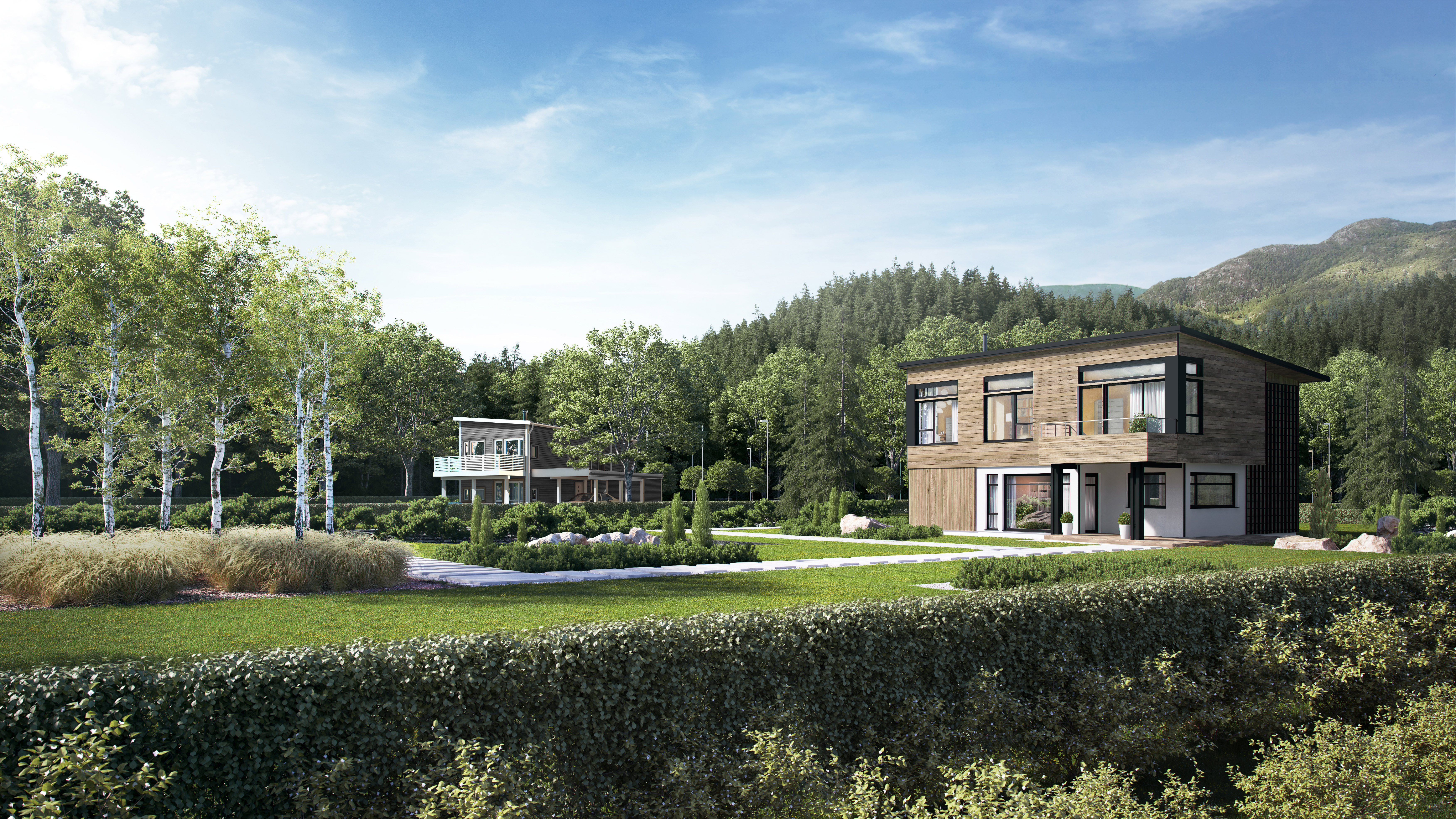 Visualisering for salg av moderne hjem i fjellet, klient: IEC-Hus 2016.