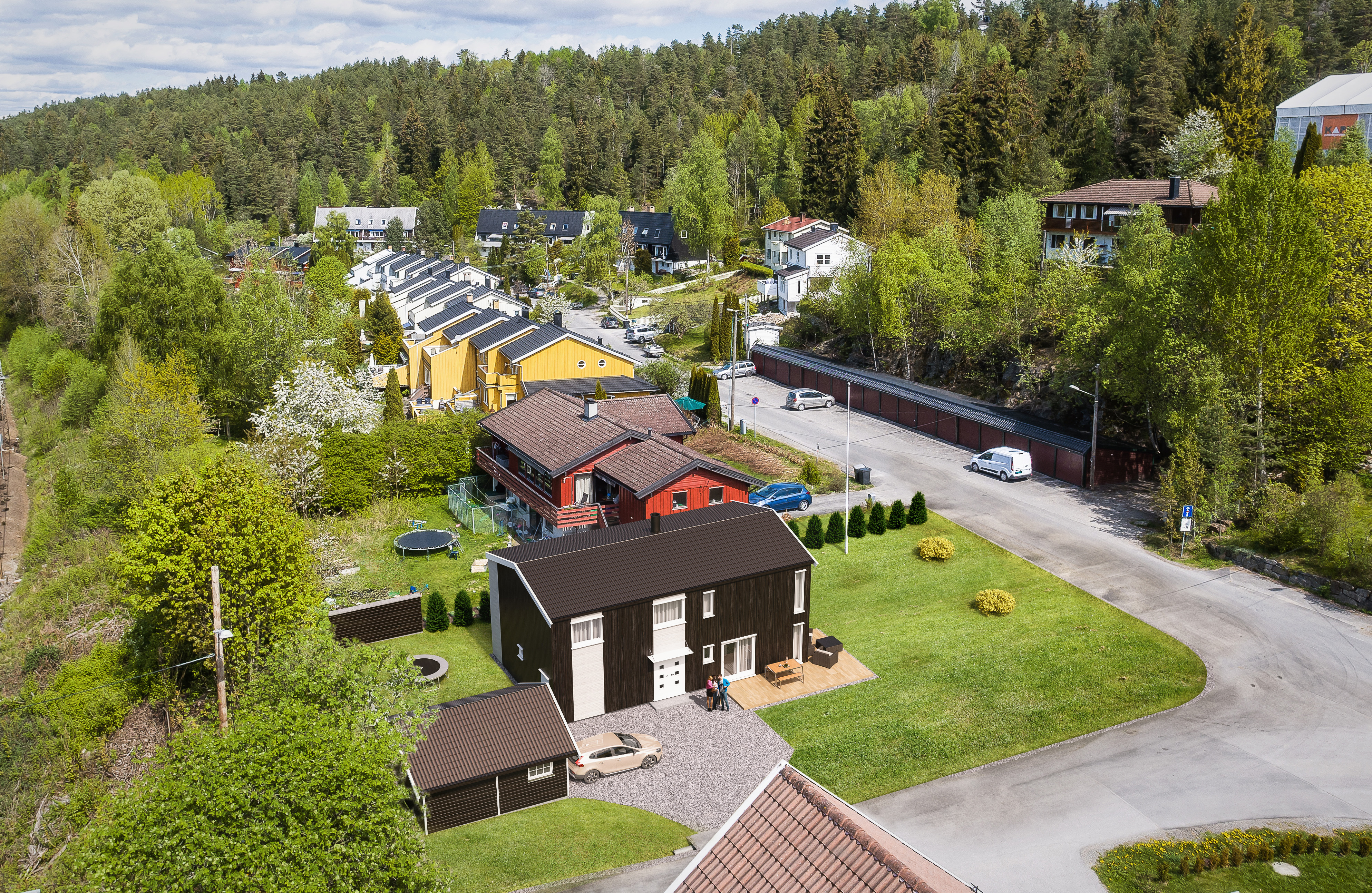 En luftfoto som viser boligområdet i Finland for visualisering og salgsformål i 2016.