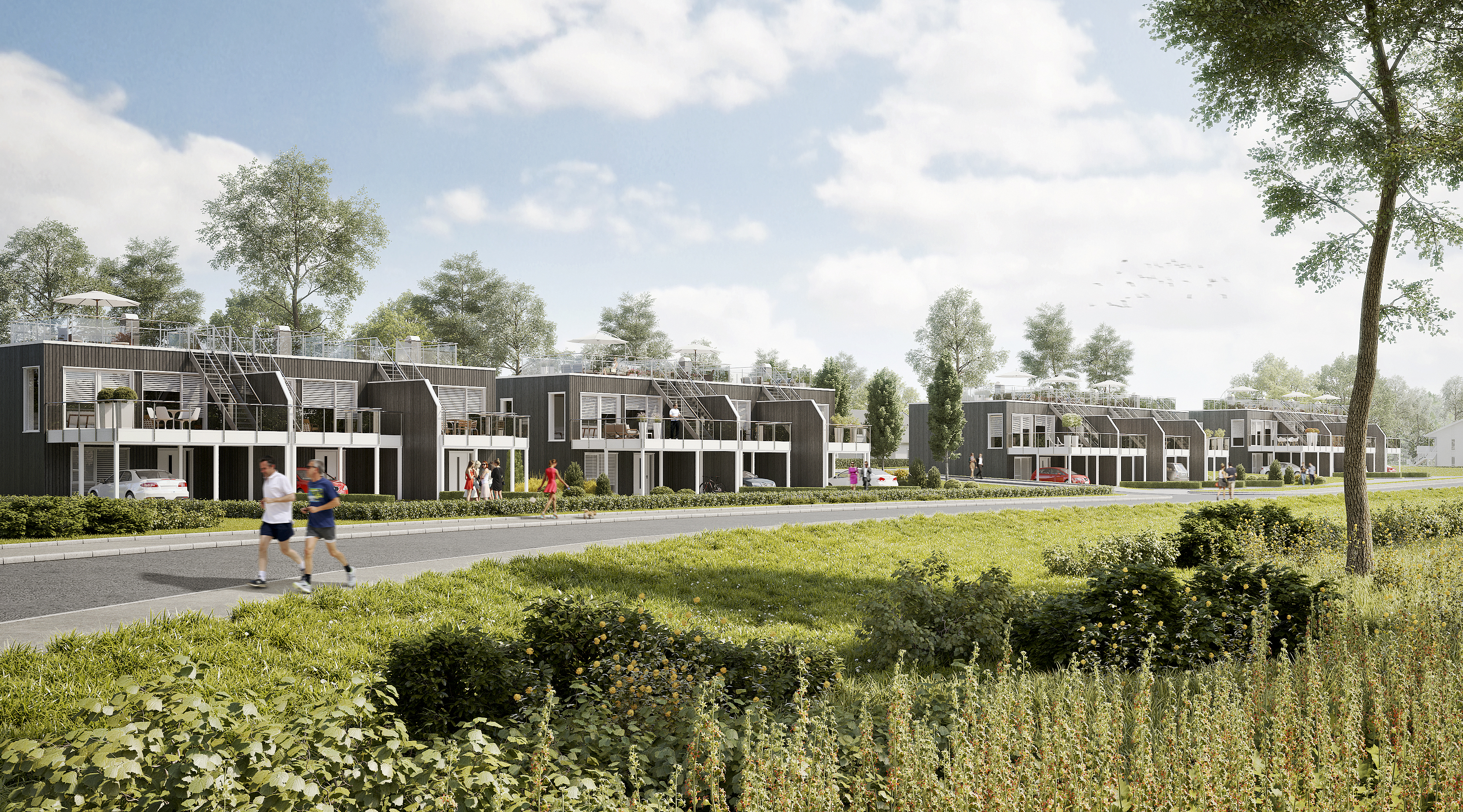 En kunstners gjengivelse av et boligområde til salgs ved Innohus i 2016.