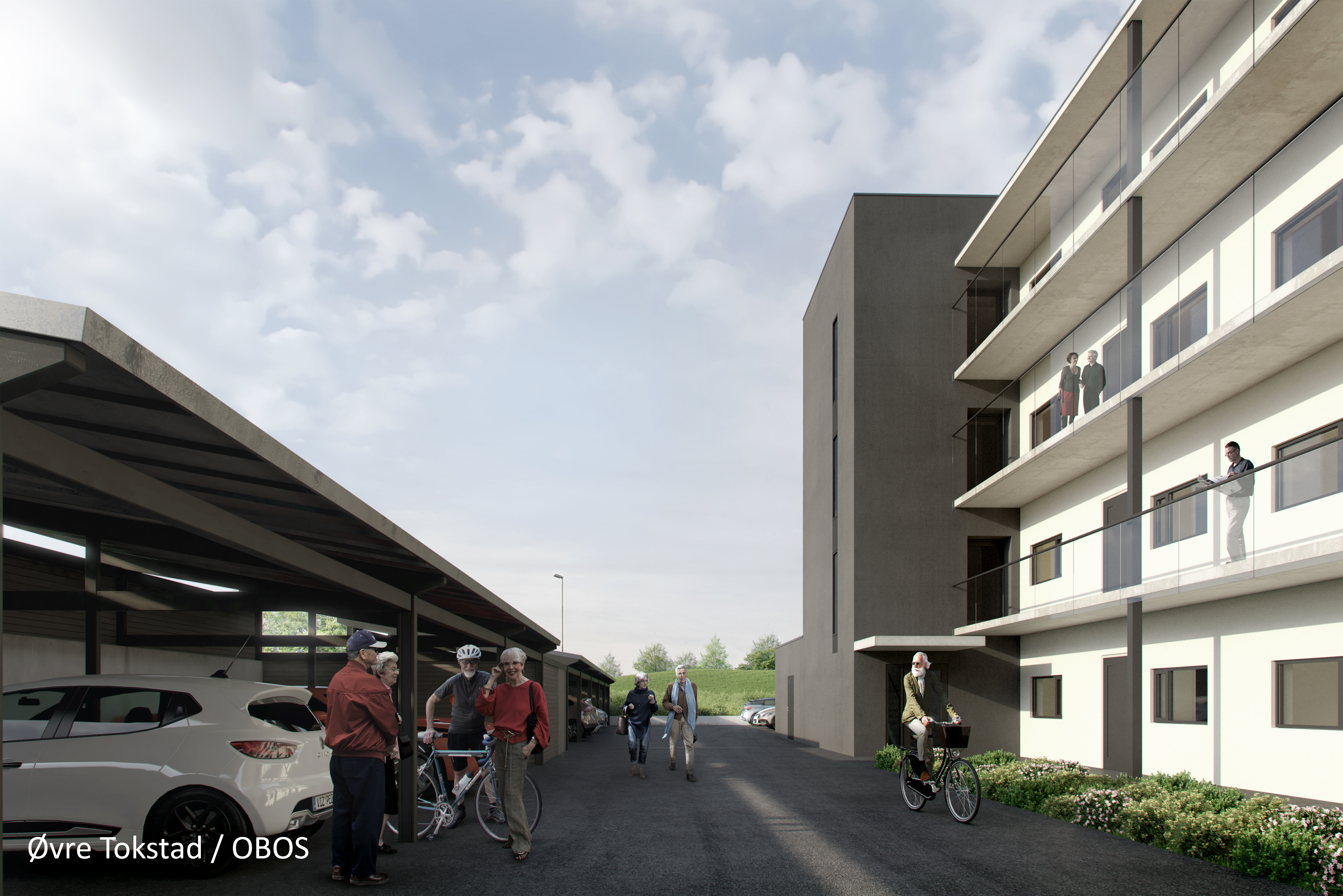 en kunstners gjengivelse av en bygård.