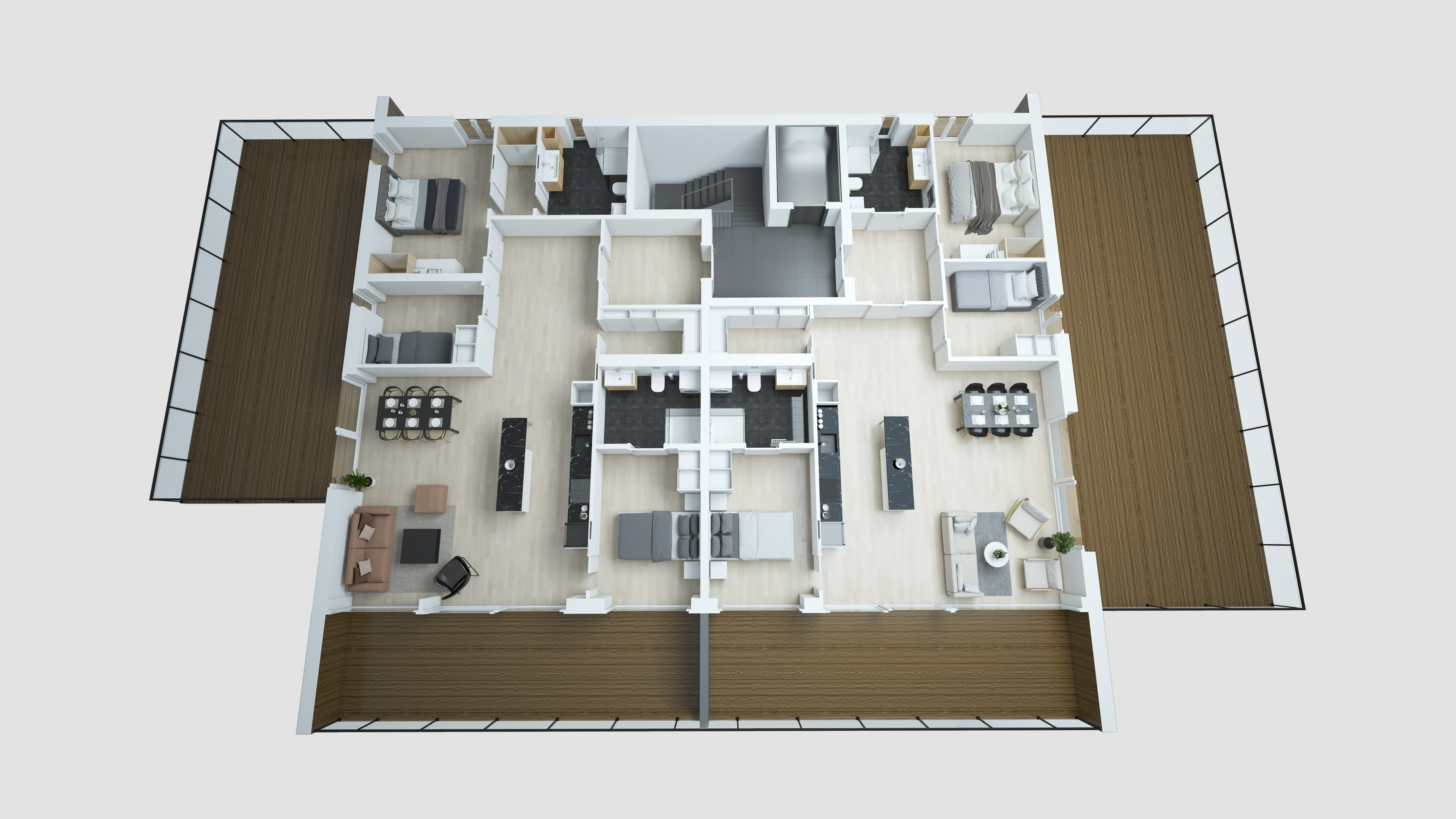 Visualisering for salg av to roms leilighet.