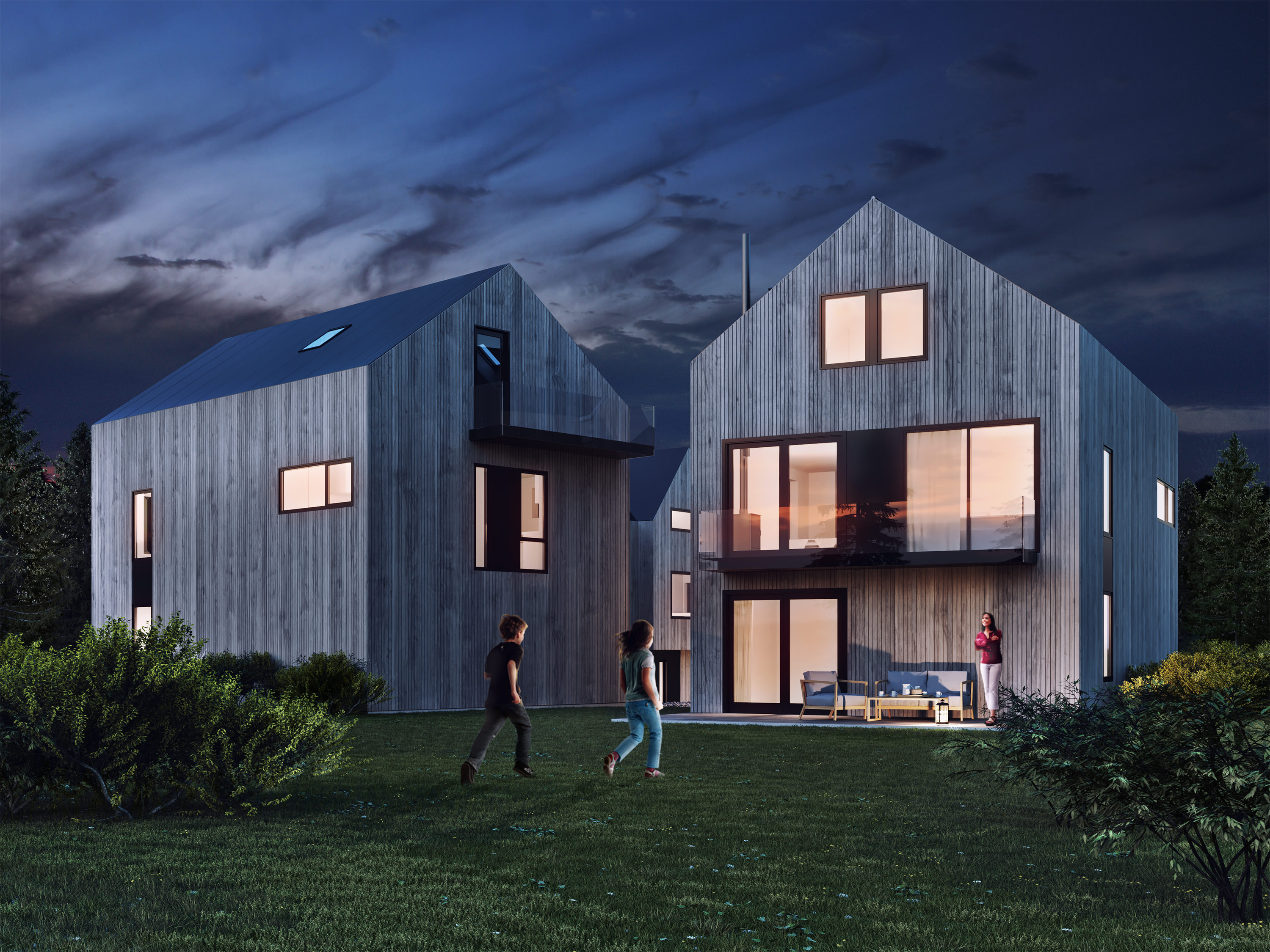 Visualisering for salg av hus om natten, 2017.