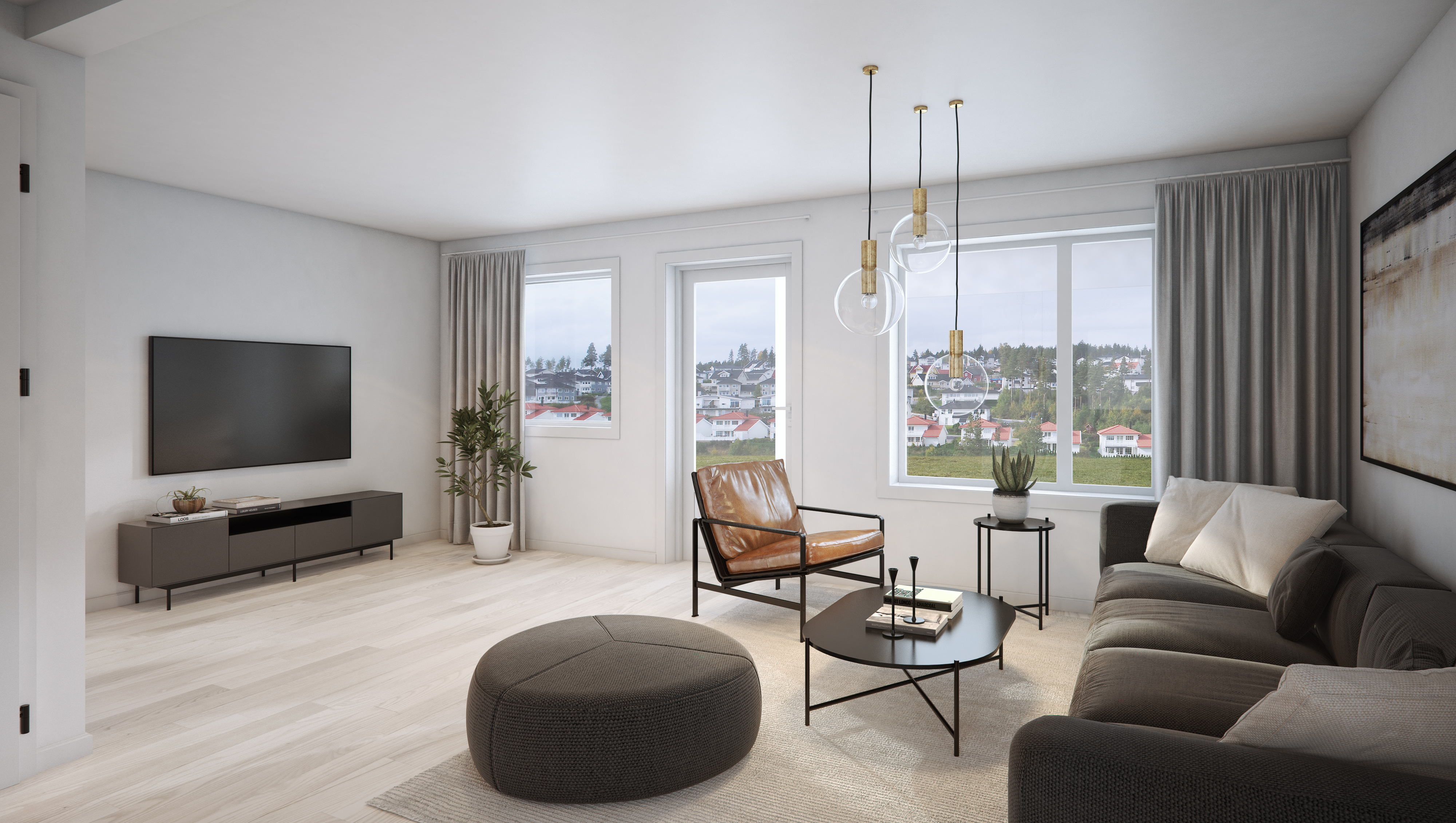 En stuegjengivelse for BoligPartners salgsformål i 2017.