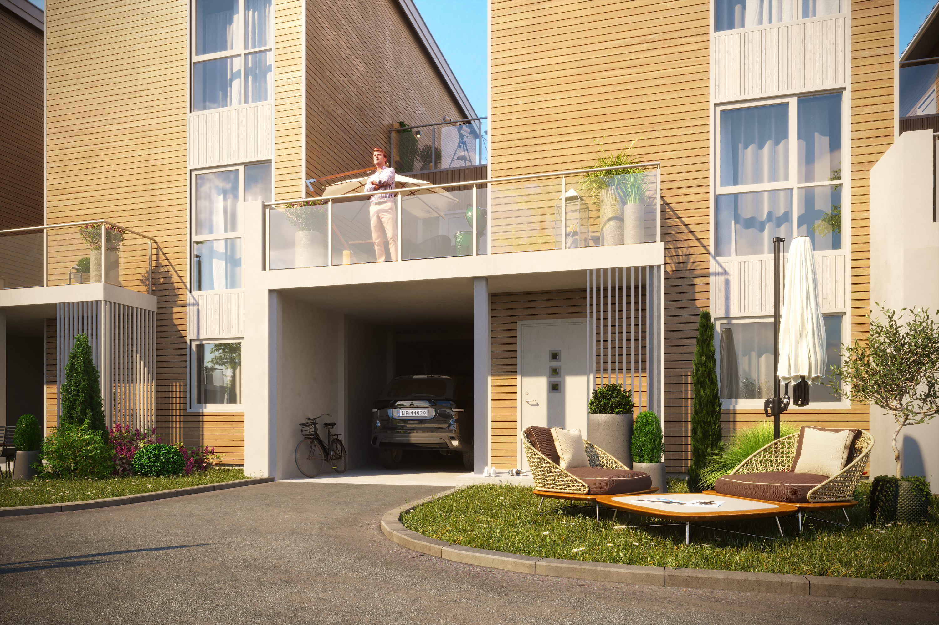 En 3D-gjengivelse av et hus til salgs i 2018.