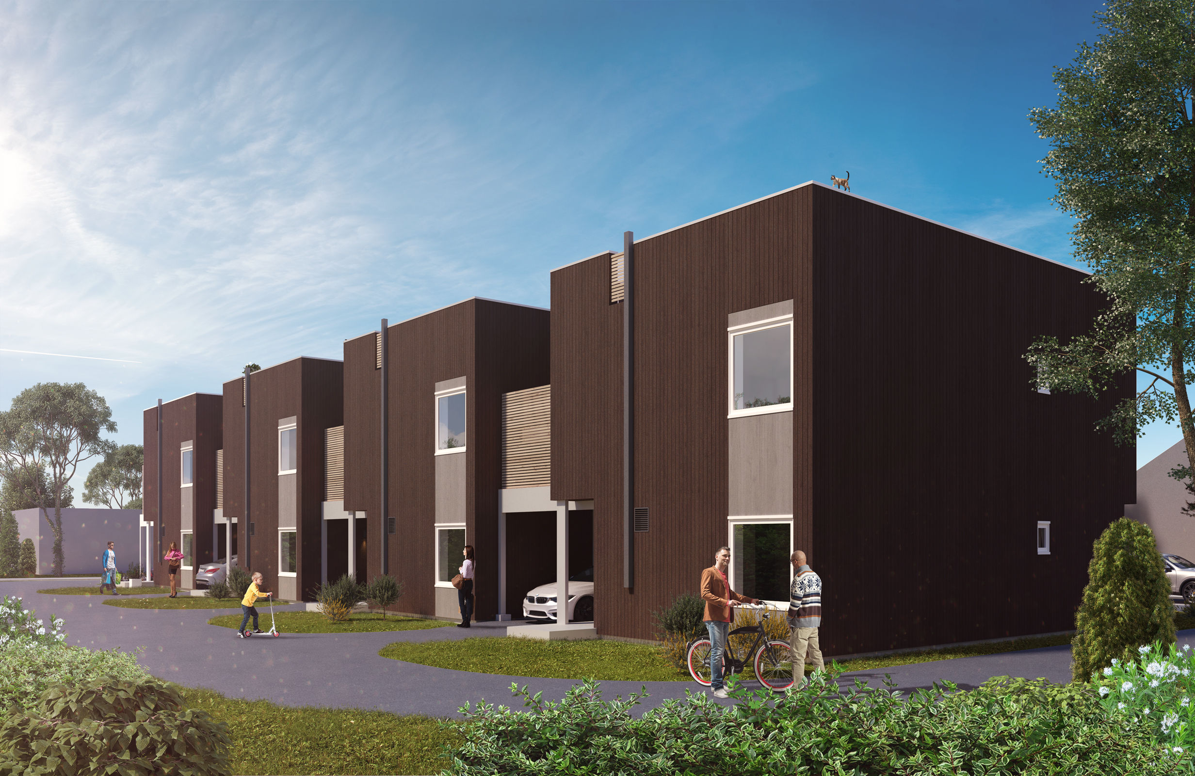 Kunde: BoligPartner. Formål: Visualisering for salg av moderne leilighetskompleks i 2018.