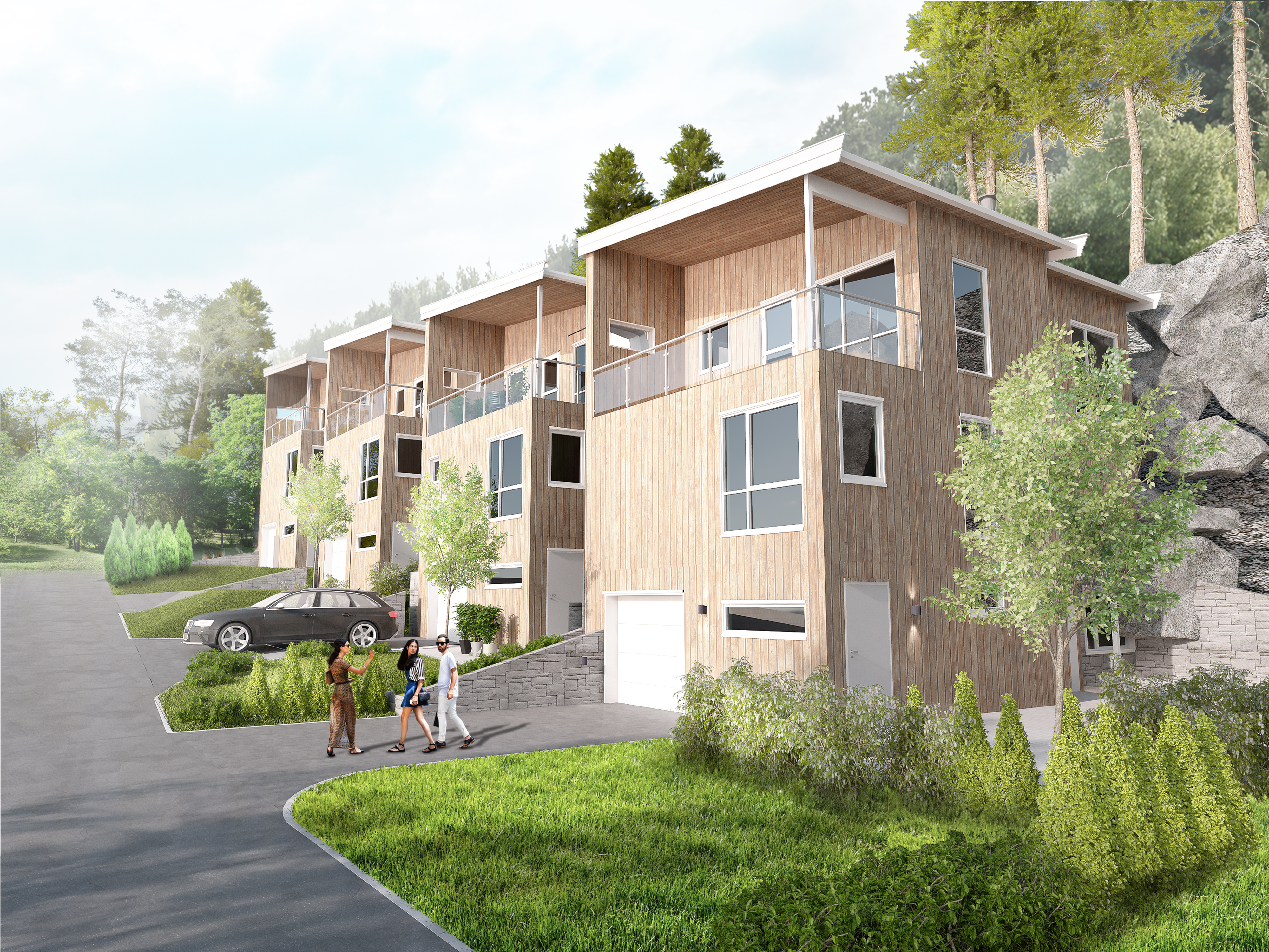 en gjengivelse av et hus i en åsside.