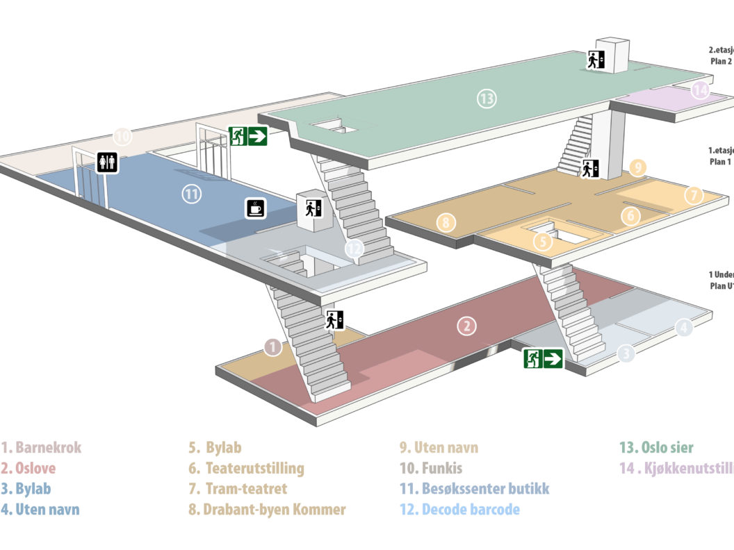 en plantegning av en bygning med ulike nivåer.