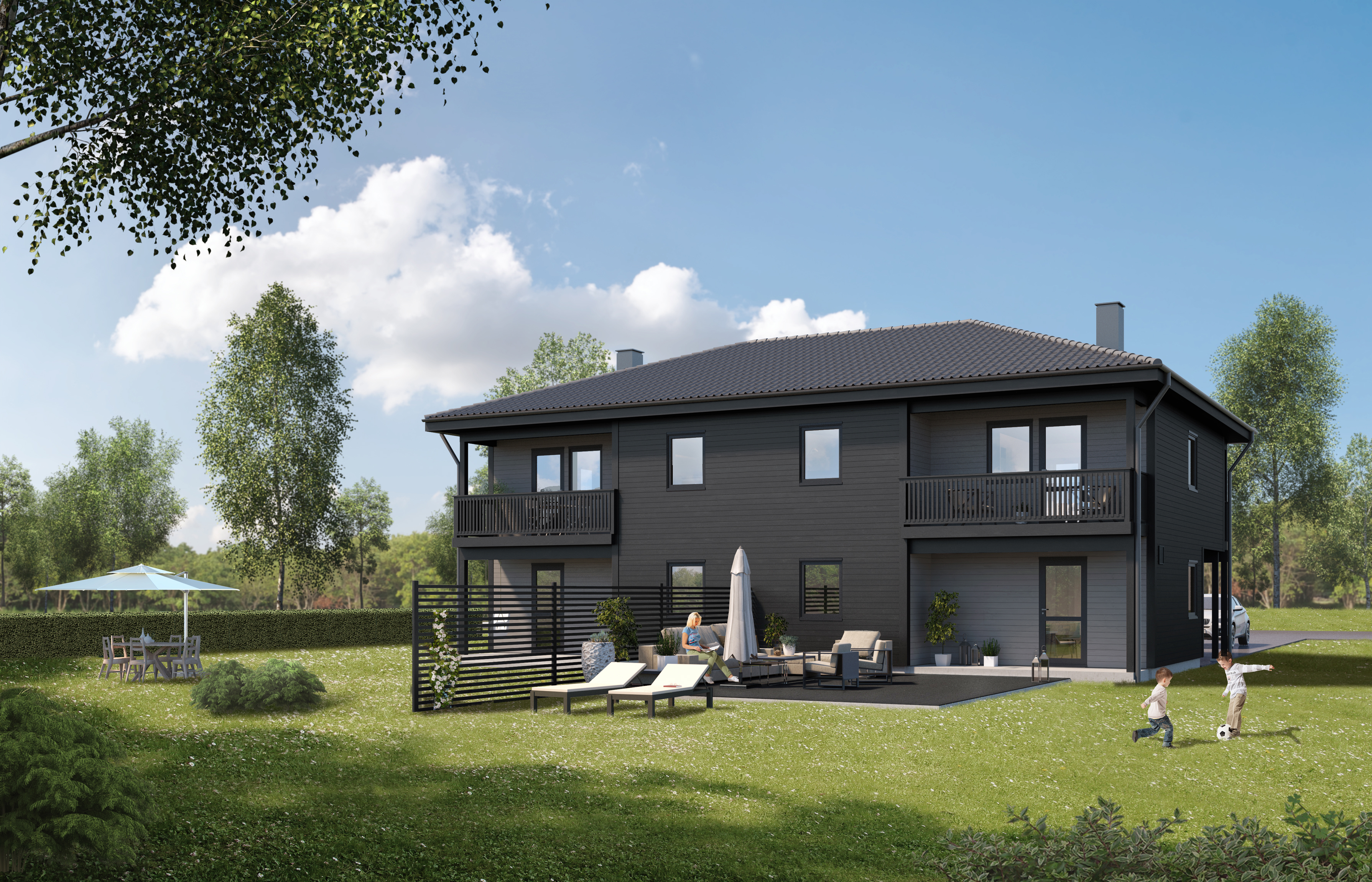 huset er svart.