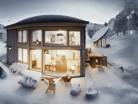 Et hus som kan visualiseres med 360-graders visning
