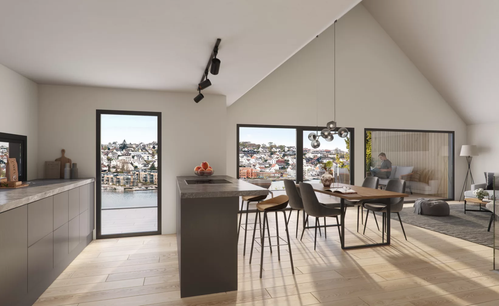 Interiør av norsk stue i 3D