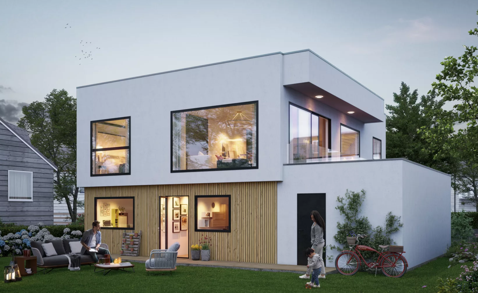 3D-eksteriør av norsk hus