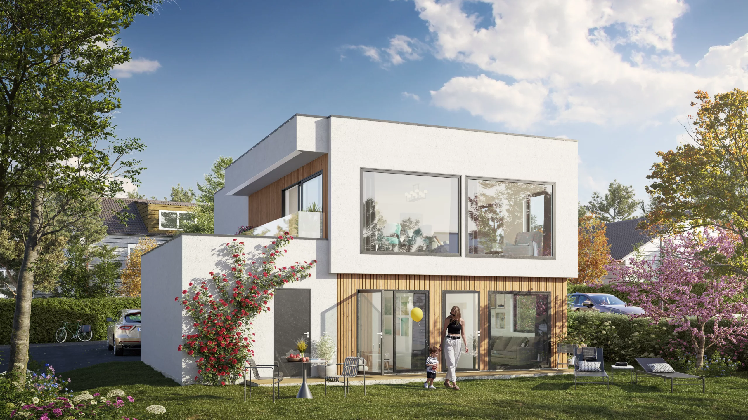 Eksteriør av norsk hus i 3D