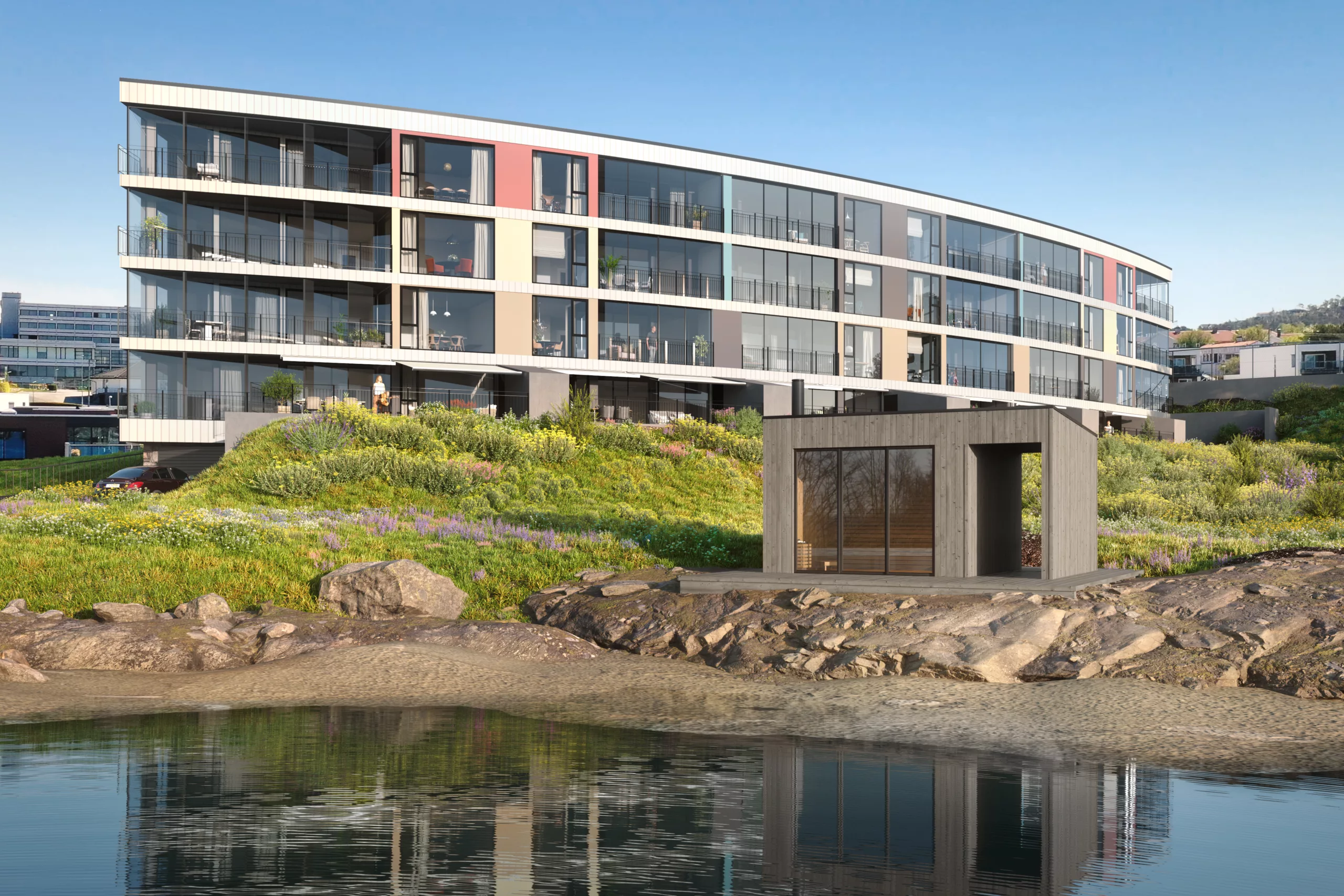 Eksteriør av stort bygg